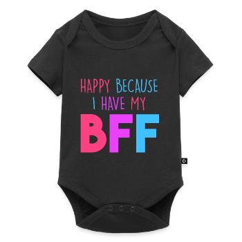 Glücklich, weil ich meine BFF habe - Baby Premium Kurzarmbody - Schwarz - Vorne