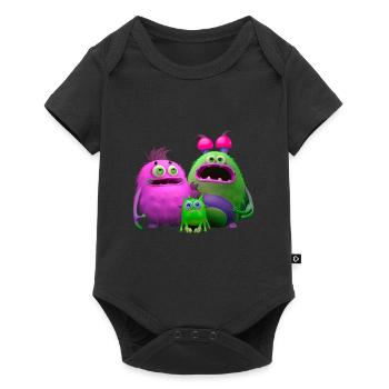 Monster Familie - Baby Premium Kurzarmbody - Schwarz - Vorne