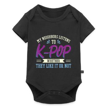 Mon voisin écoute de la K-pop - Body à manches courtes Premium Bébé - noir - Devant