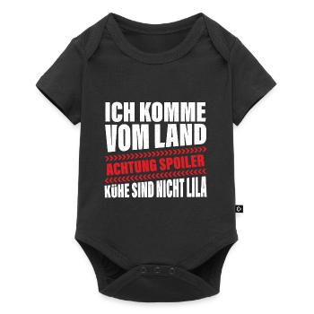 Lila Kühe Land Lustiger Spruch - Baby Premium Kurzarmbody - Schwarz - Vorne