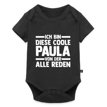 Name Paula - Baby Premium Kurzarmbody - Schwarz - Vorne