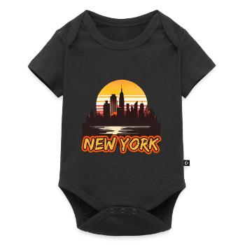 New York City Skyline Sonnenuntergang Hitze - Baby Premium Kurzarmbody - Schwarz - Vorne