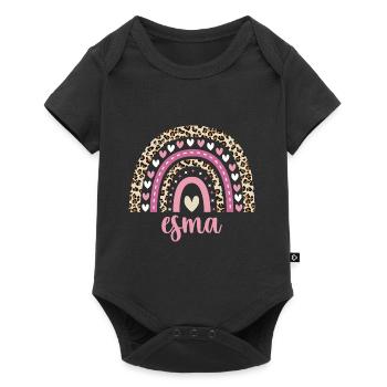 Esma Regenbogen Name Geburtstag Esma - Baby Premium Kurzarmbody - Schwarz - Vorne