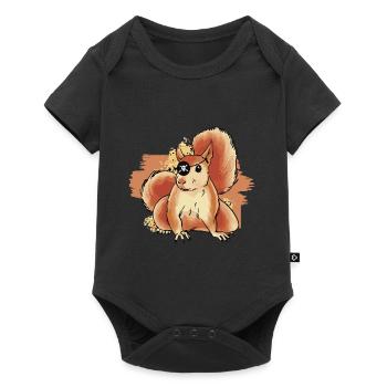Squirrel Pirate Cute Kids Rodent Forest Animal - Baby Premium Kurzarmbody - Schwarz - Vorne