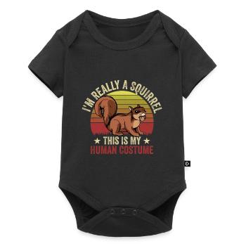 Forêt rétro Je suis vraiment un écureuil C’est mon Huma - Body à manches courtes Premium Bébé - noir - Devant