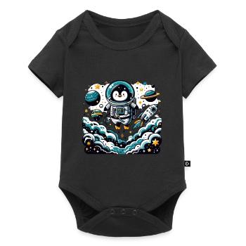 Pinguin als Astronaut für Pinguin Fan - Baby Premium Kurzarmbody - Schwarz - Vorne