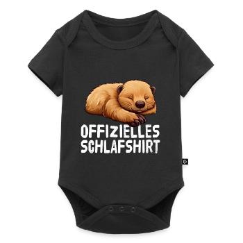 Offizieles Schlafshirt Biber - Baby Premium Kurzarmbody - Schwarz - Vorne