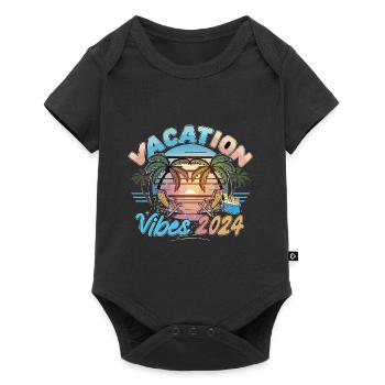 Vacation Vibes 2024 Sunset Palms and Beach - Baby Premium Kurzarmbody - Schwarz - Vorne