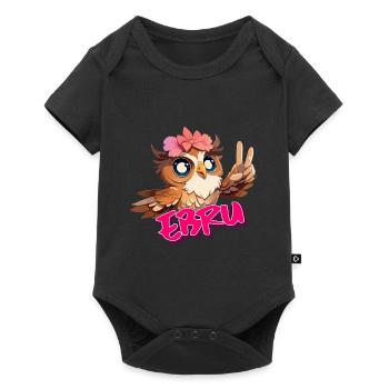 EBRU - Schöner Mädchen Name mit süßer EULE - Baby Premium Kurzarmbody - Schwarz - Vorne