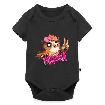 PATRICIA - Beautiful Girl Name with Cute OWL - Baby Premium short-sleeve bodysuit - black - Front