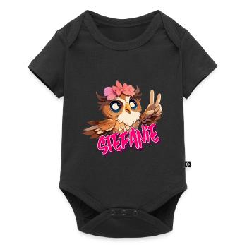 STEFANIE - Beautiful girl name with cute OWL - Baby Premium short-sleeve bodysuit - black - Front
