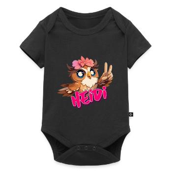 HEIDI - Beau nom de fille avec hibou mignon - Body à manches courtes Premium Bébé - noir - Devant