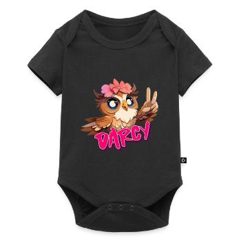 DARCY - Beautiful girl name with cute OWL - Baby Premium short-sleeve bodysuit - black - Front