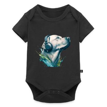 Labrador Retriever Dog Music Headphones Labbi Wau - Baby Premium short-sleeve bodysuit - black - Front