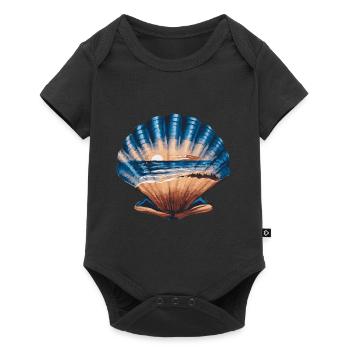 Muschel Strand Szene Serene Ozean Landschaft - Baby Premium Kurzarmbody - Schwarz - Vorne