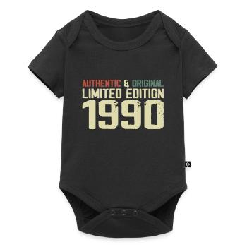 1990 Geburtstagsgeschenk 1990 Jahrgang 1990er Retro - Baby Premium Kurzarmbody - Schwarz - Vorne