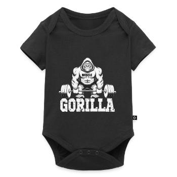 Gorilla Power Fitness Hund Gorilla Gym - Baby Premium Kurzarmbody - Schwarz - Vorne