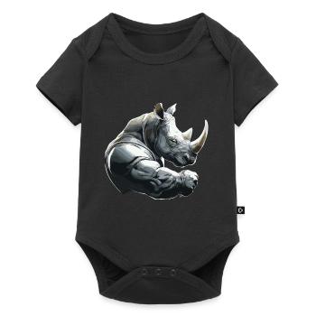 Nashorn Gewichtheben Fitness-Studio - Baby Premium Kurzarmbody - Schwarz - Vorne