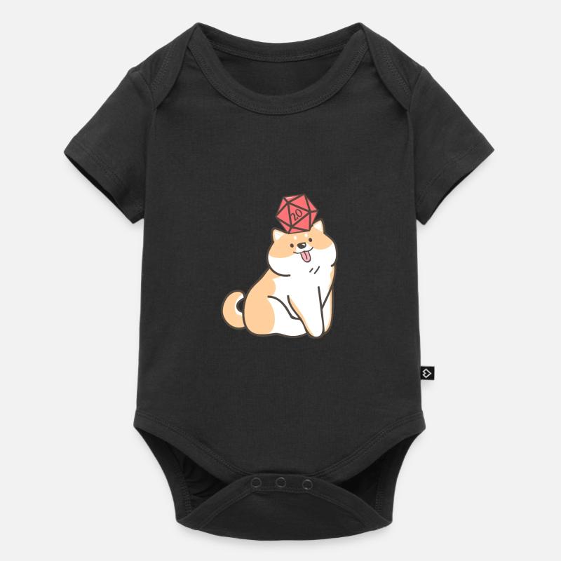 Kawaii Chien avec Polyhedal D20 Dice Doge Lovers - Body à manches courtes Premium Bébé - noir