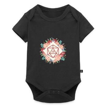 Polyedrisch D20 Würfel Blumen Tabletop RPG - Baby Premium Kurzarmbody - Schwarz - Vorne