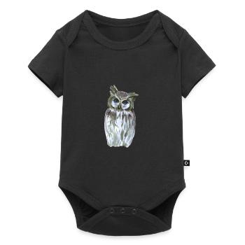 Eule - Baby Premium Kurzarmbody - Schwarz - Vorne