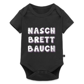 Naschbrettbauch, dicker Bauch, Naschkatze Geschenk - Baby Premium Kurzarmbody - Schwarz - Vorne