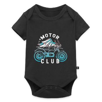 Biker Motorrad Bike Motorradfahrer Bikerin Chopper - Baby Premium Kurzarmbody - Schwarz - Vorne