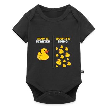 How It Started Bath Duckling Duckie Yellow Rubber - Baby Premium Kurzarmbody - Schwarz - Vorne