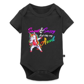 Tante Aunticorn Licorne Famille Lustig Licorne - Body à manches courtes Premium Bébé - noir - Devant
