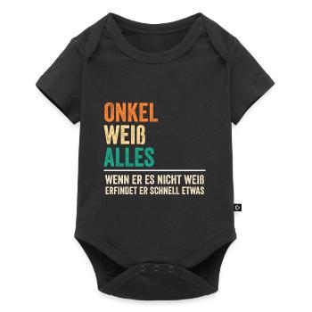 Patenonkel Pate Onkel - Baby Premium Kurzarmbody - Schwarz - Vorne