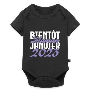 Annonce grossesse. bientôt Maman Janvier 2023.mama - Body à manches courtes Premium Bébé - noir - Devant