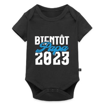 Cadeau Annonce grossesse bientôt Papa 2023. - Body à manches courtes Premium Bébé - noir - Devant