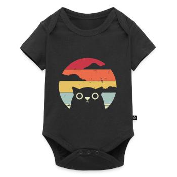Funny cat in retro style - Baby Premium short-sleeve bodysuit - black - Front