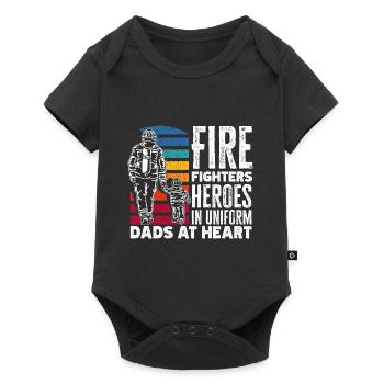 Firefighters Heroes in Uniform Dads at Heart - Baby Premium short-sleeve bodysuit - black - Front