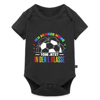 Grundschule Einschulung Fußball 1. Klasse - Baby Premium Kurzarmbody - Schwarz - Vorne