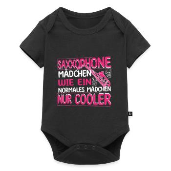 Saxophone Mädchen Saxophonistin Instrument - Baby Premium Kurzarmbody - Schwarz - Vorne
