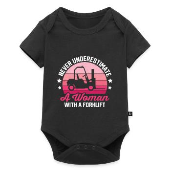 Rétro Ne sous-estimez jamais la femme chariot élévateur - Body à manches courtes Premium Bébé - noir - Devant