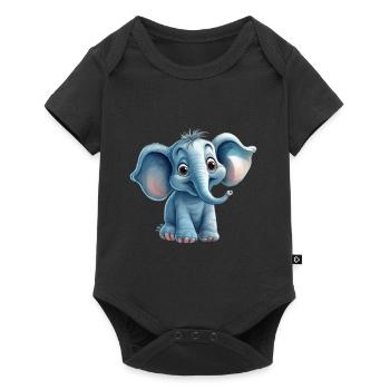 Niedlicher Elefant für Kinder für Kinder - Baby Premium Kurzarmbody - Schwarz - Vorne