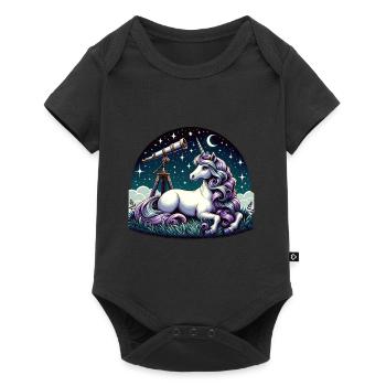Mystische Einhorn-Sternschnuppe Sterne - Baby Premium Kurzarmbody - Schwarz - Vorne