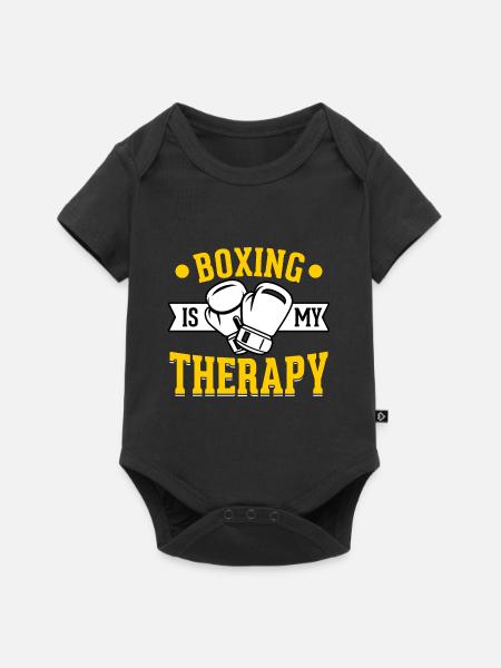 Boxen ist meine Therapie - Baby Premium Kurzarmbody - Schwarz