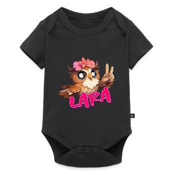 LARA - Beau nom de fille avec hibou mignon - Body à manches courtes Premium Bébé - noir - Devant