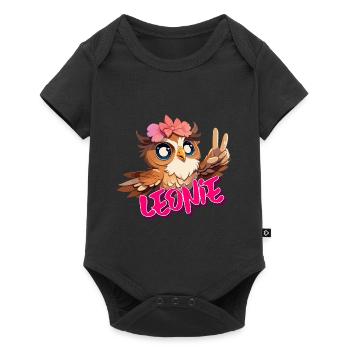 LEONIE - Beautiful girl name with cute OWL - Baby Premium short-sleeve bodysuit - black - Front
