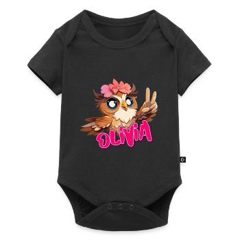 OLIVIA - Beautiful girl name with cute OWL - Baby Premium short-sleeve bodysuit - black - Front