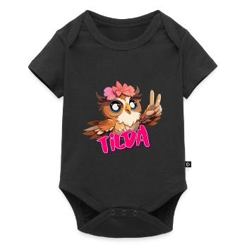 TILDA - Beautiful girl name with cute OWL - Baby Premium short-sleeve bodysuit - black - Front