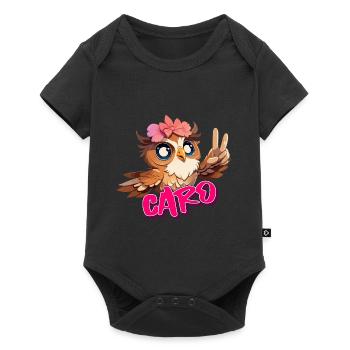 CARO - Beau nom de fille avec hibou mignon - Body à manches courtes Premium Bébé - noir - Devant