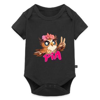 PIA - Beautiful Girl Name with Cute OWL - Baby Premium short-sleeve bodysuit - black - Front