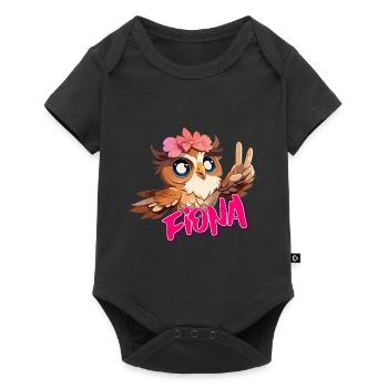 FIONA - Beau nom de fille avec un joli hibou - Body à manches courtes Premium Bébé - noir - Devant