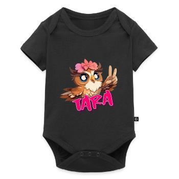 TARA - Beau nom de fille avec hibou mignon - Body à manches courtes Premium Bébé - noir - Devant