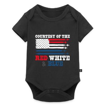 Courtesy Of The Red White And Blue USA Flag - Baby Premium Kurzarmbody - Schwarz - Vorne