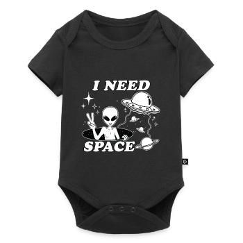 Lustiges Weltraum-Außerirdisches UFO-Raumschiff - Baby Premium Kurzarmbody - Schwarz - Vorne